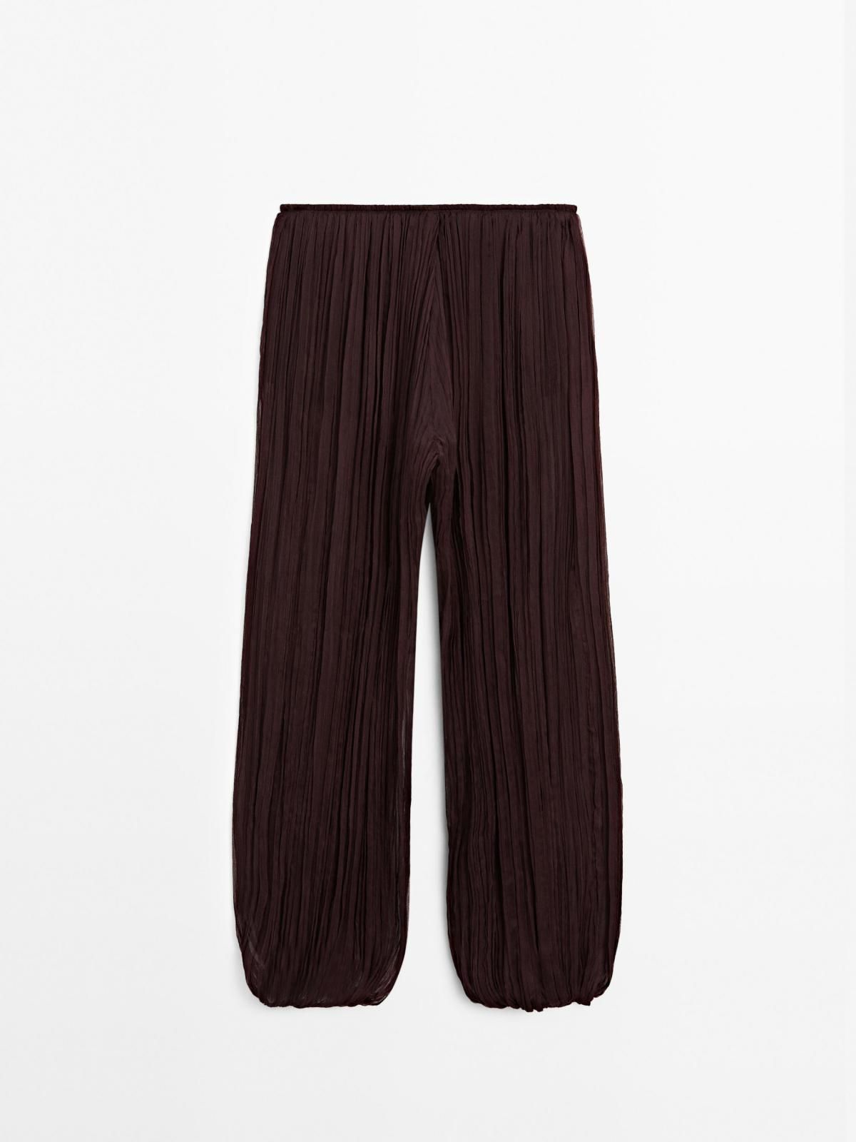 마시모두띠 시스루 플리츠 벌룬핏 와이드 팬츠 9001/950 BURGUNDY - 상세 이미지 4