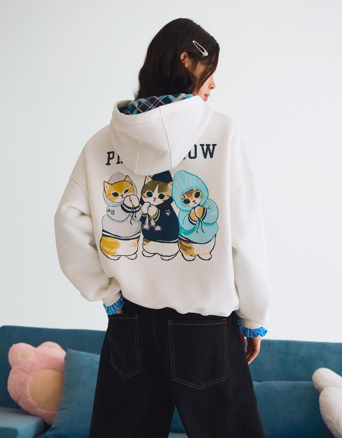 버쉬카 캐주얼 프린트 후드 스웨트셔츠 7227/187 OFF WHITE - 상세 이미지 3
