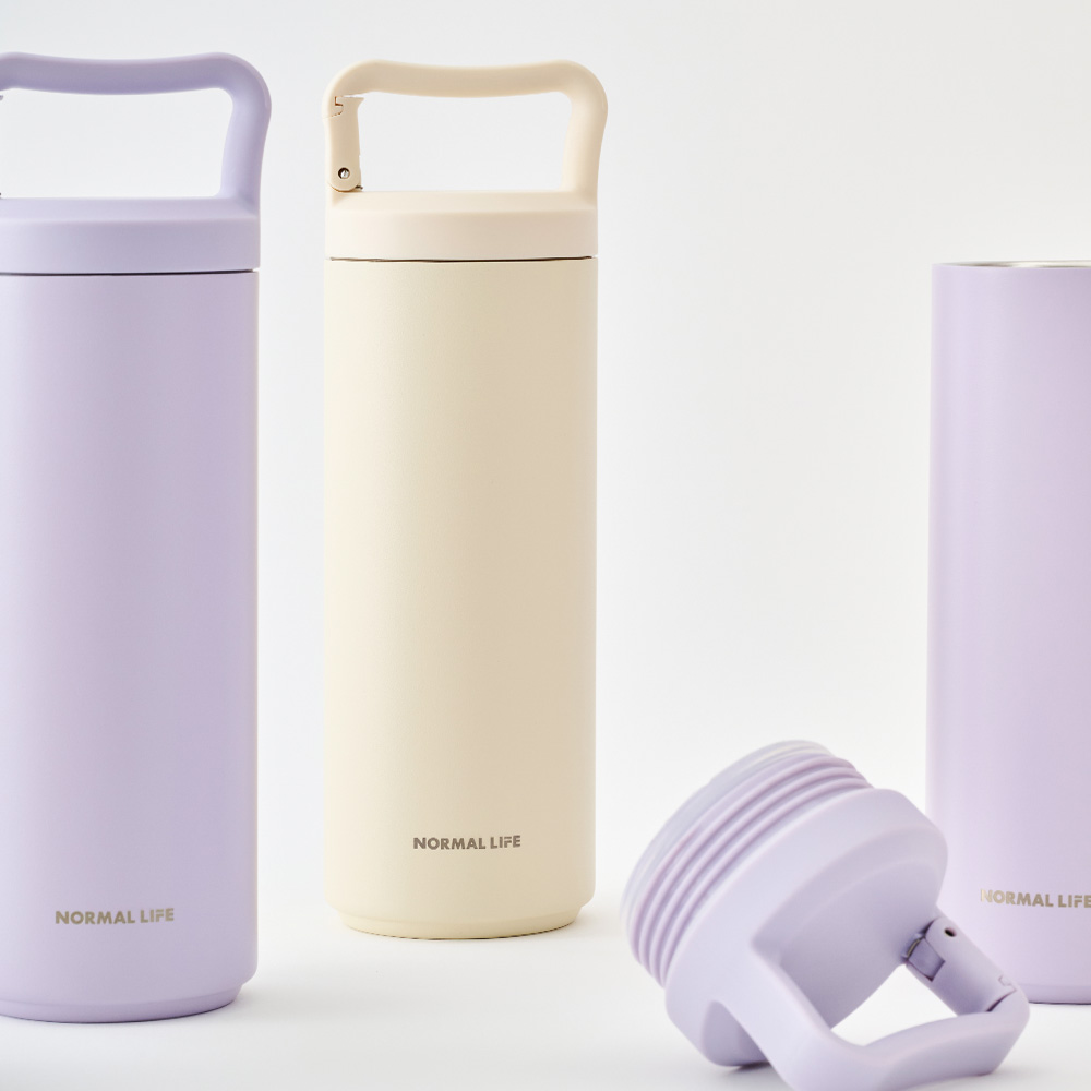 노멀라이프 스텐 손잡이 텀블러 보온보냉 휴대용 물병 핸디후크 텀블러 550ml 크림 - 상세 이미지 3