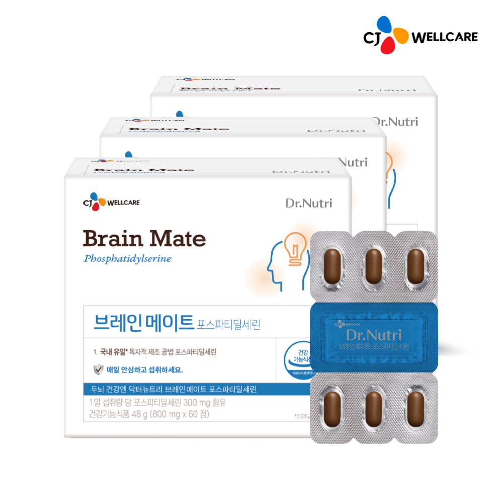 CJ웰케어 닥터뉴트리 국내생산 포스파티딜세린 PS 브레인메이트 60정, 3개 - 상품 이미지