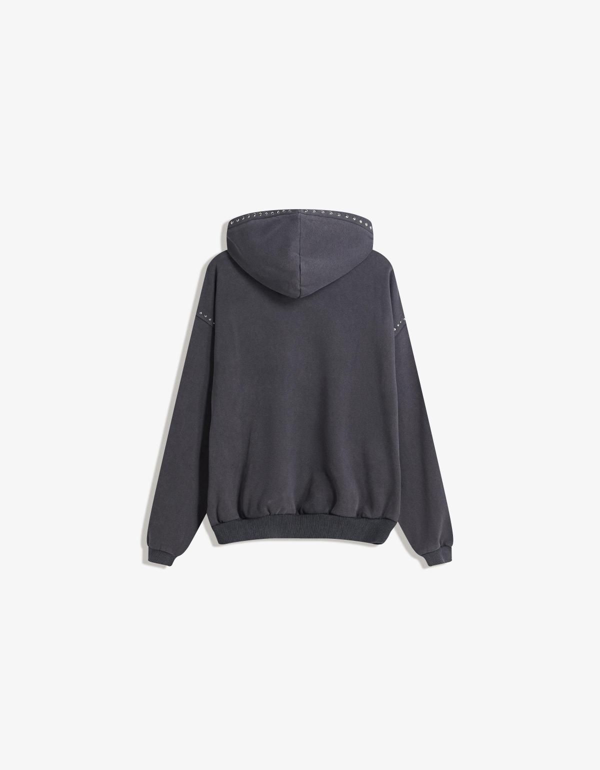 버쉬카 베이직 다크그레이 오버핏 후드티 7219/660 DARK GREY - 상세 이미지 3