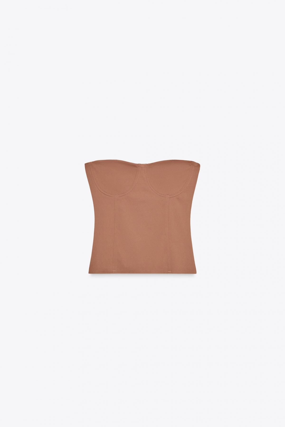자라 테크니컬 폴리아미드 오프숄더 튜브탑 3641/807 BEIGE-PINK - 메인 이미지
