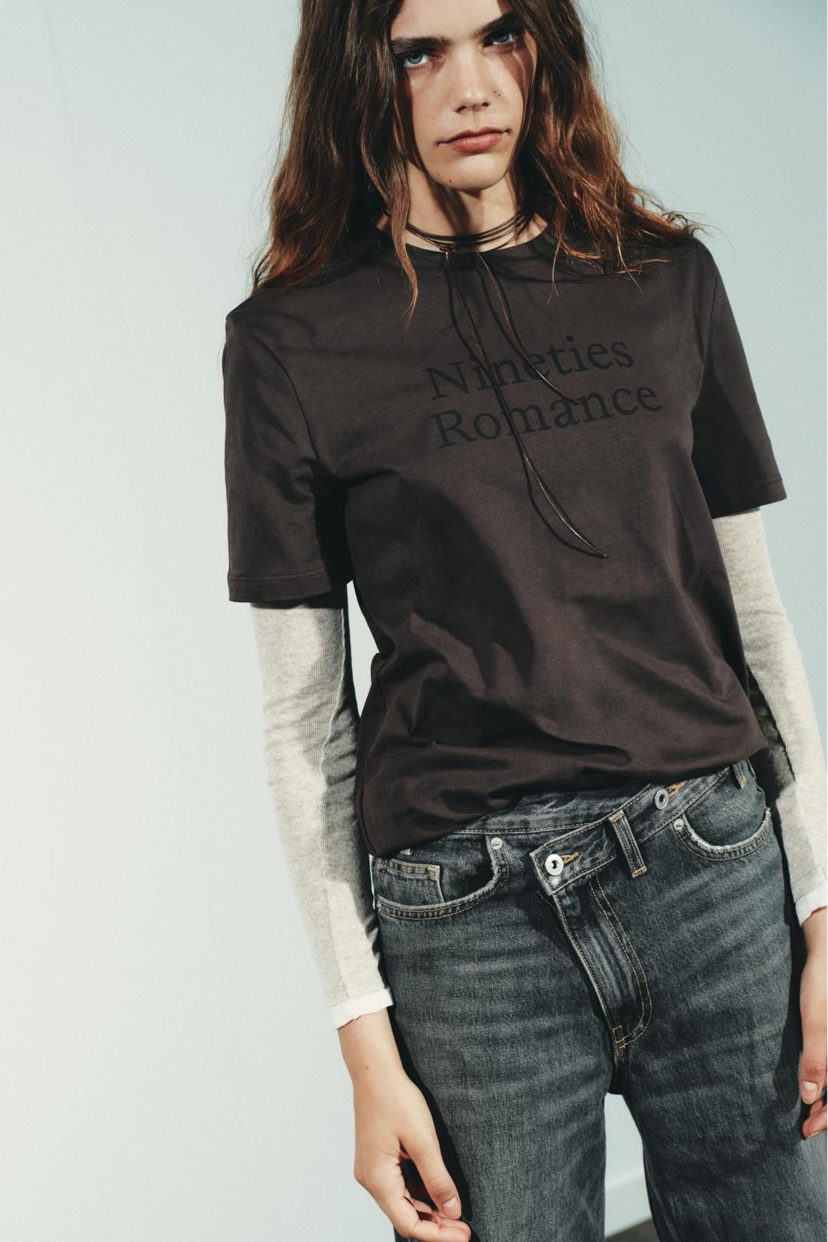 자라 트렌디 와이드핏 하이웨이스트 크로스 데님 진 4365/232 ANTHRACITE GREY - 상세 이미지 3