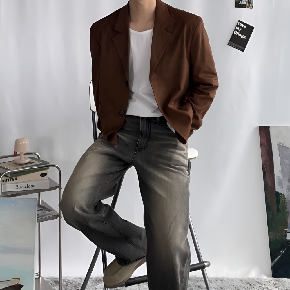 스웨이드블레이저 남성스웨이드자켓 남자크롭블레이저 제품 이미지