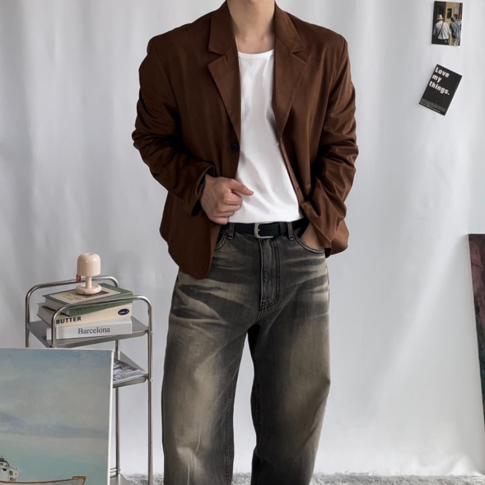 스웨이드블레이저 남성스웨이드자켓 남자크롭블레이저 이미지 4
