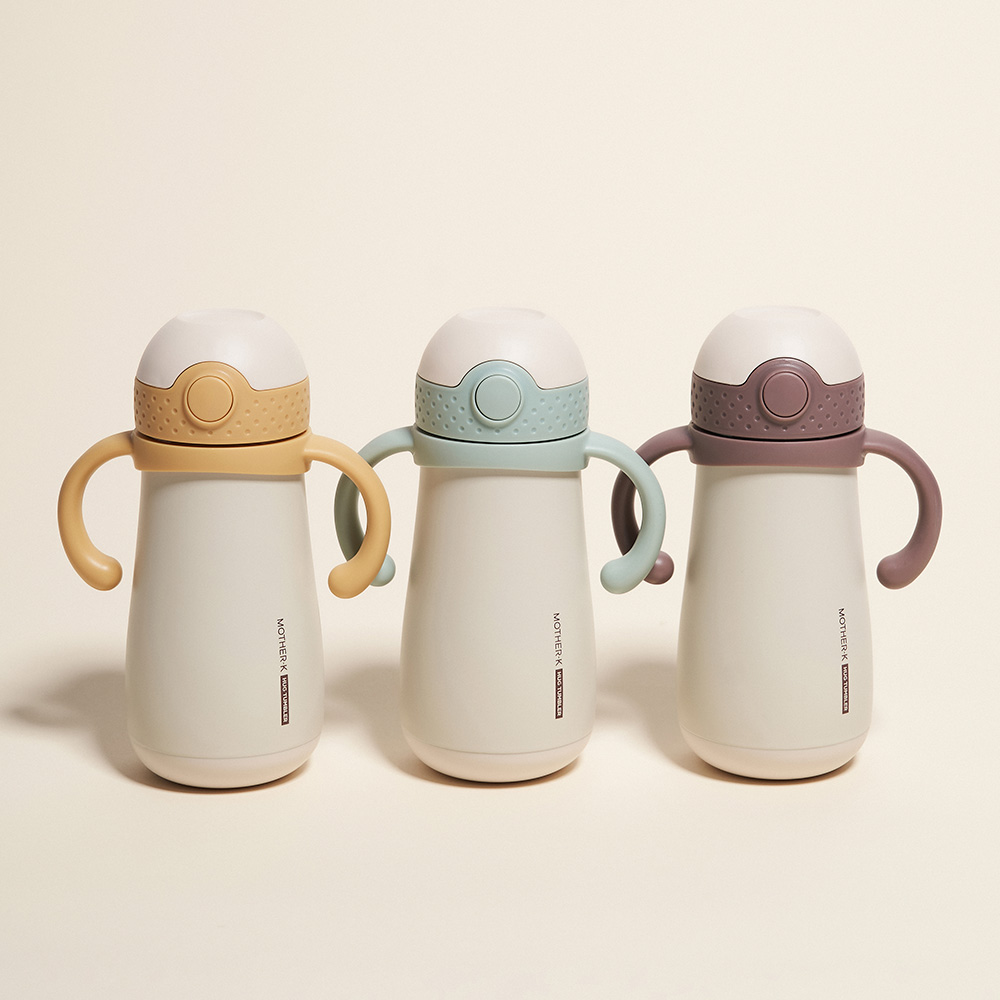 마더케이 허그 보온보냉 스테인리스 원터치 아기 스텐빨대컵 350ml