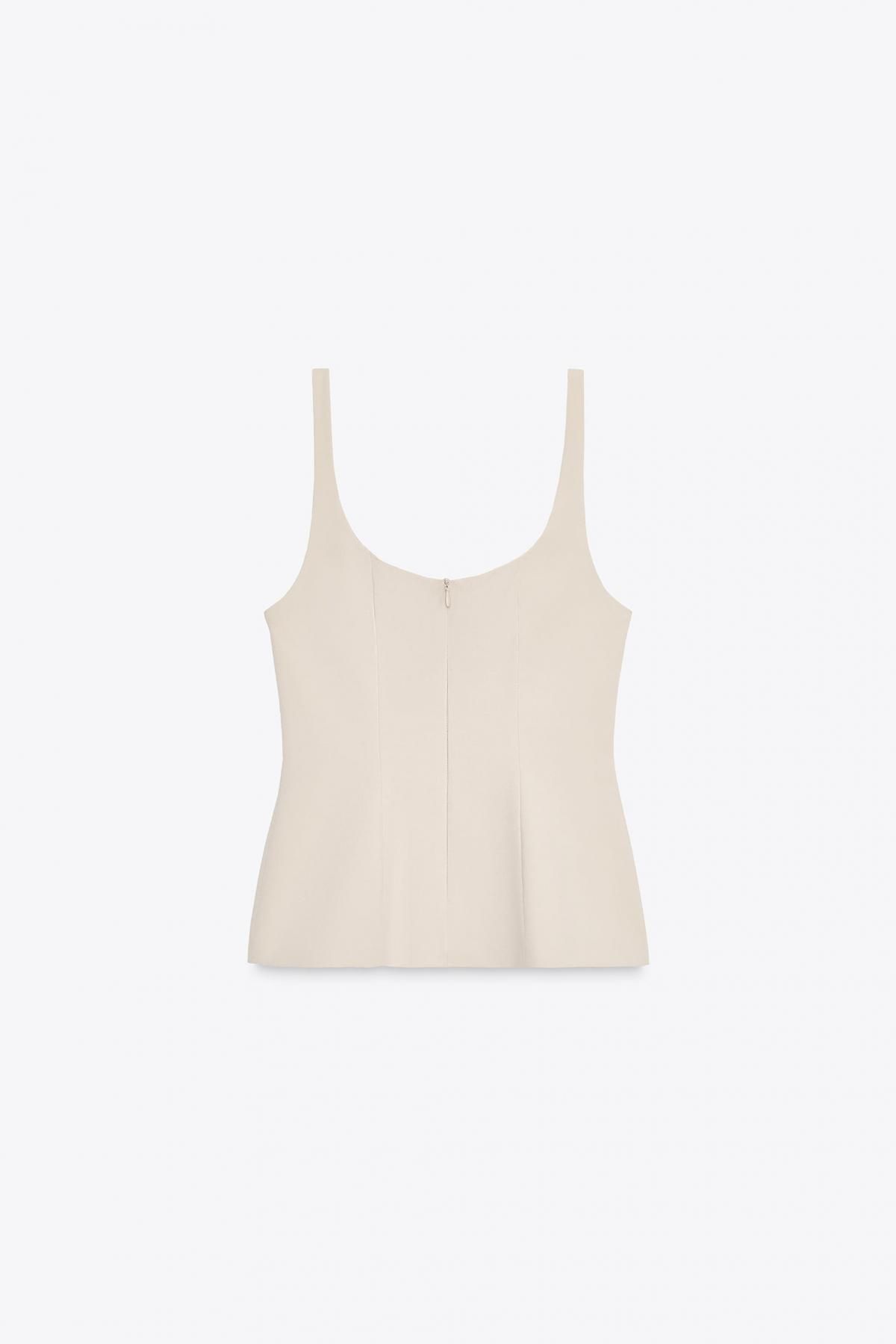 자라 스퀘어넥 지퍼 페플럼 탑 8550/111 BEIGE - 메인 이미지
