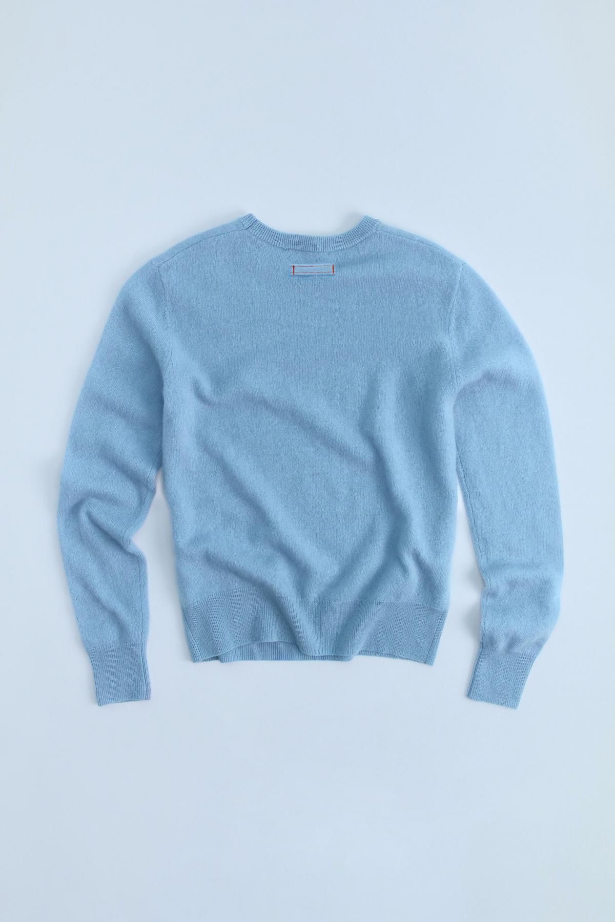 자라 프리미엄 울 라운드넥 니트 스웨터 9598/530 LIGHT BLUE - 상세 이미지 5