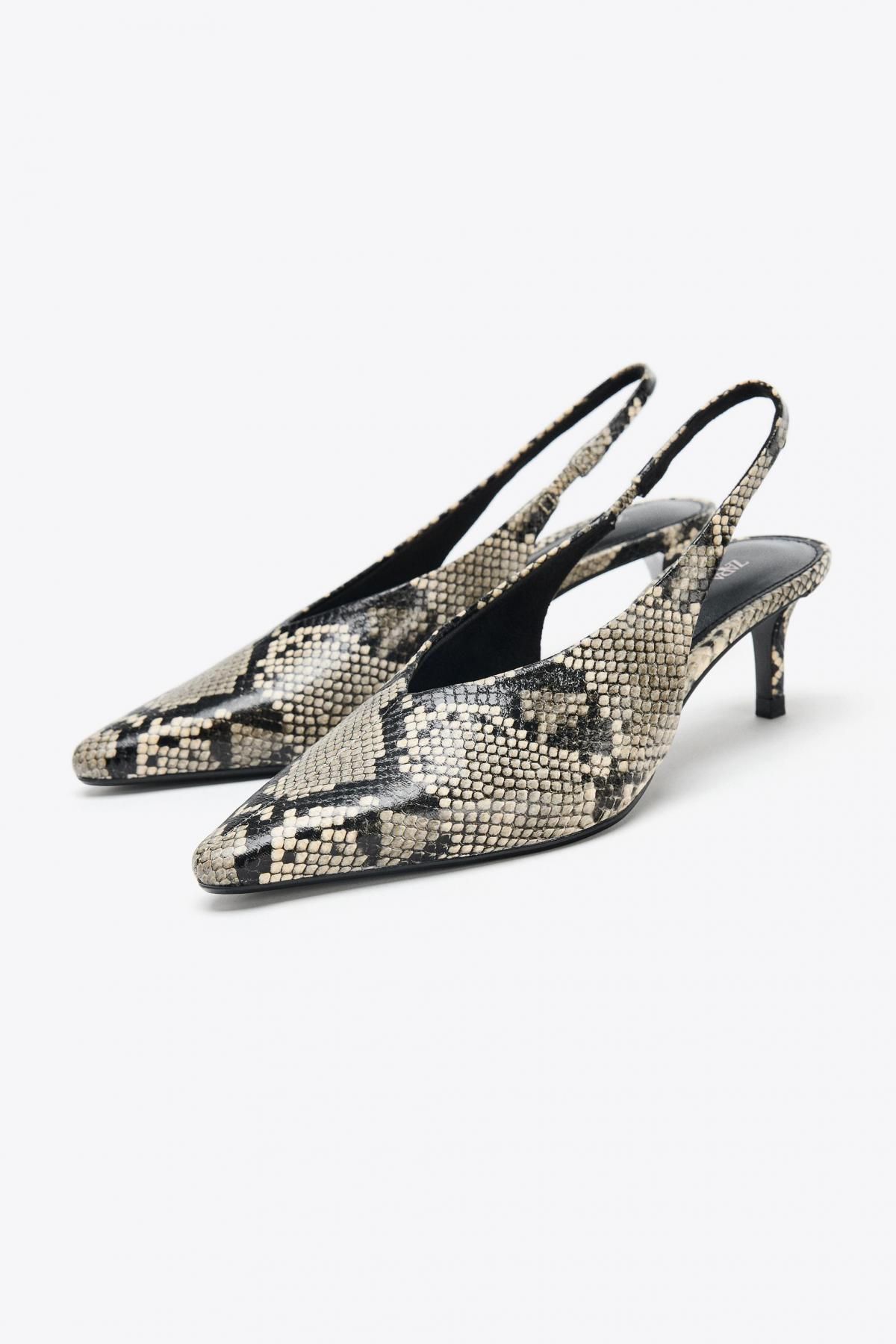 자라 애니멀프린트 포인트 슬링백 힐 슈즈 1242/610 SNAKESKIN - 상세 이미지 3