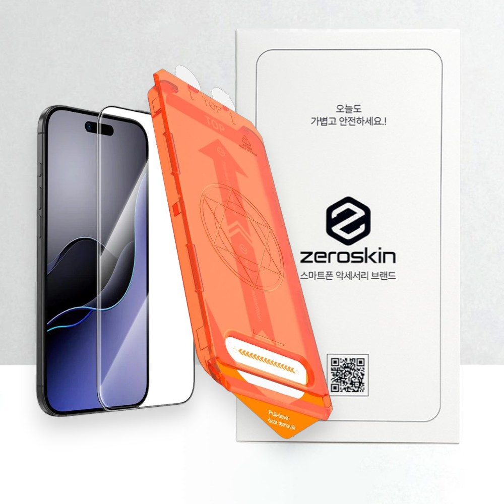 [당일발송! 오후 5시까지!] 제로스킨 강화유리 액정보호필름 3초매직 아이폰17 프로 맥스, 1매입