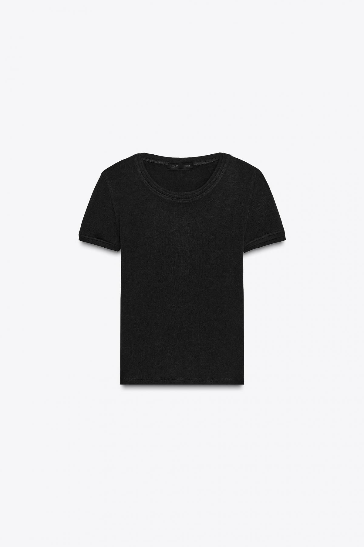 자라 소프트 슬림핏 라운드넥 반팔 티셔츠 0264/254 BLACK - 메인 이미지
