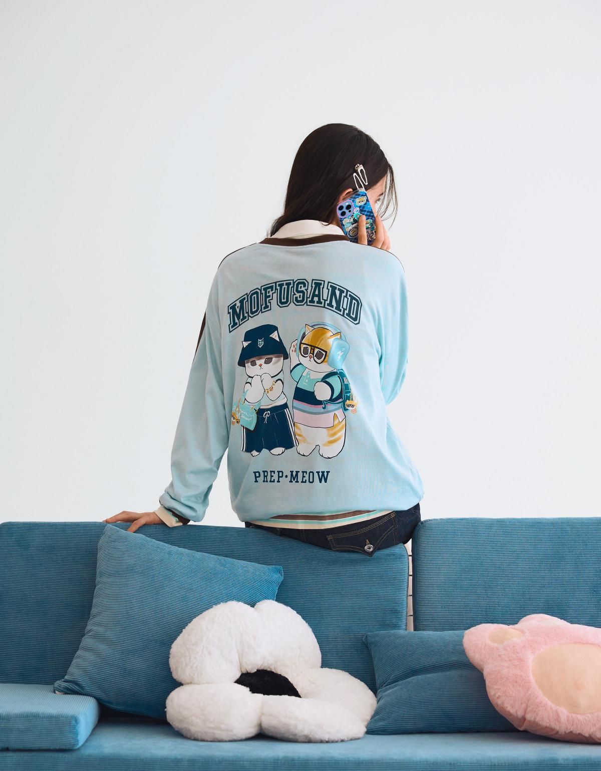 버쉬카 캐주얼 모푸샌드 프린트 긴팔 티셔츠 7825/167 LIGHT BLUE - 상세 이미지 3