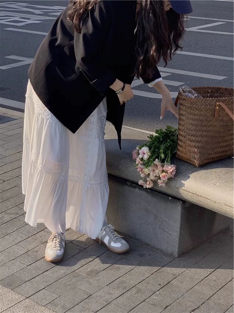 화이트 롱원피스 예쁜 아일렛 여성 펀칭 데일리룩 M 화이트 - 상세 이미지 3