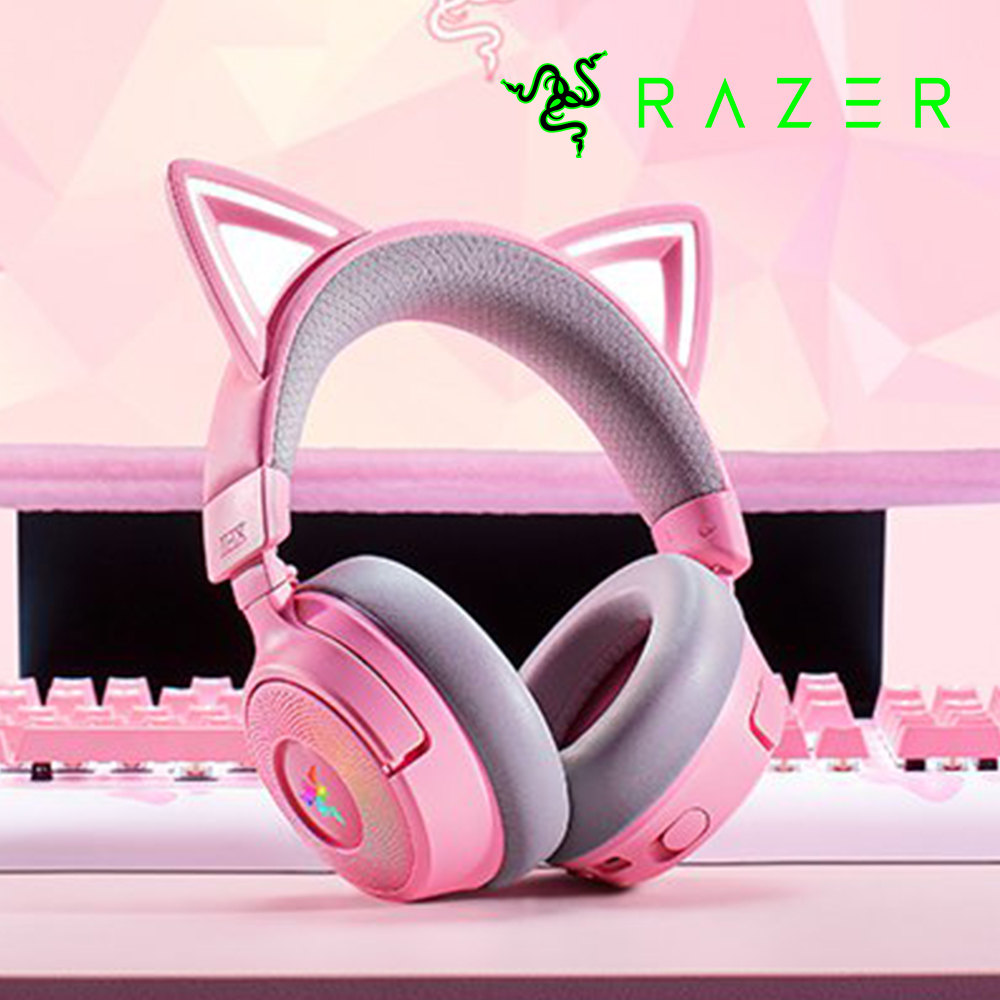 [국내정발] 레이저 크라켄 키티 V3 PRO 무선 게이밍헤드셋 핑크