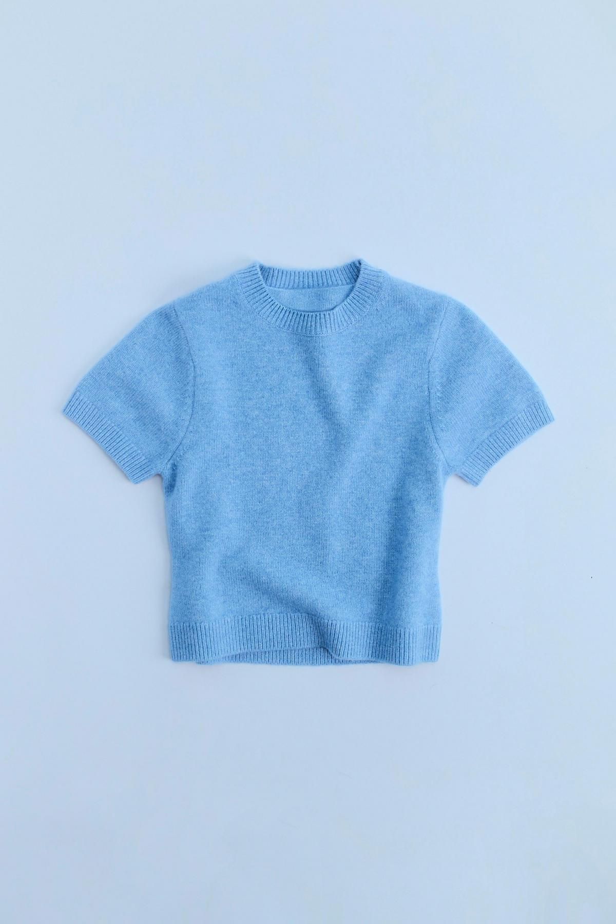 자라 울 캐시미어 니트 반팔 스웨터 2893/503 BLUE