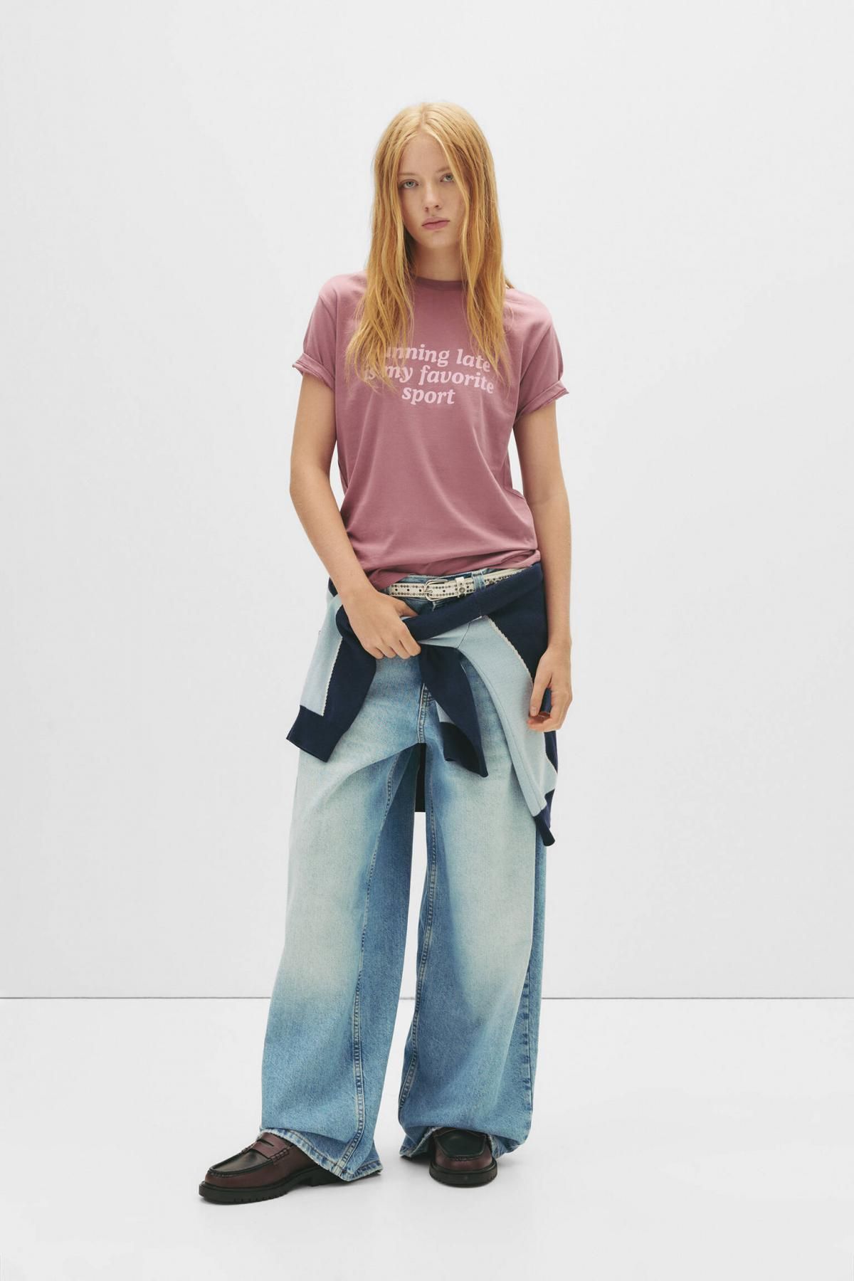 풀앤베어 캐주얼 레터링 크루넥 반팔 티셔츠 7153/308 PINK - 상세 이미지 2