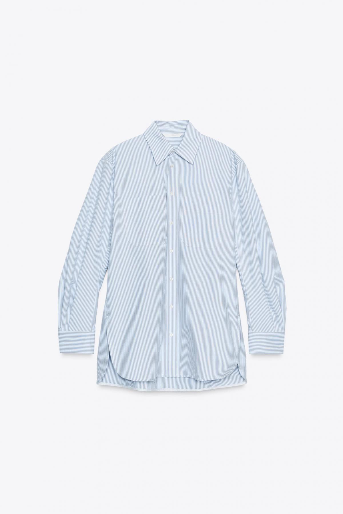 자라 오버핏 스트라이프 코튼 포켓 긴팔 셔츠 8396/350 STRIPED - 메인 이미지