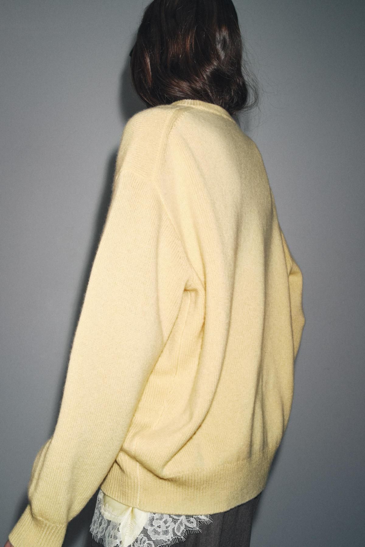자라 옐로우 베이직 캐시미어 라운드넥 니트 스웨터 1505/101 YELLOW - 상세 이미지 5