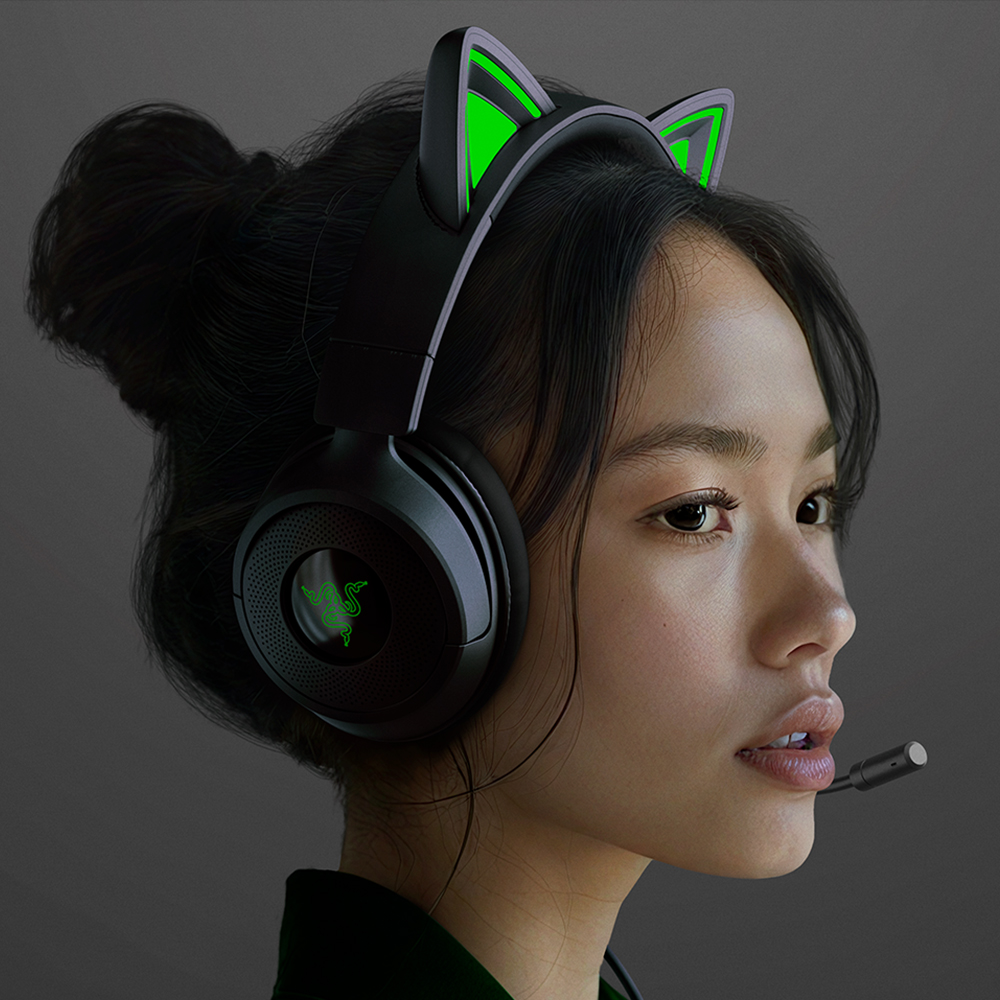 [국내정발] 레이저 크라켄 키티 V3 X 유선 게이밍헤드셋 블랙 - 상세 이미지 2