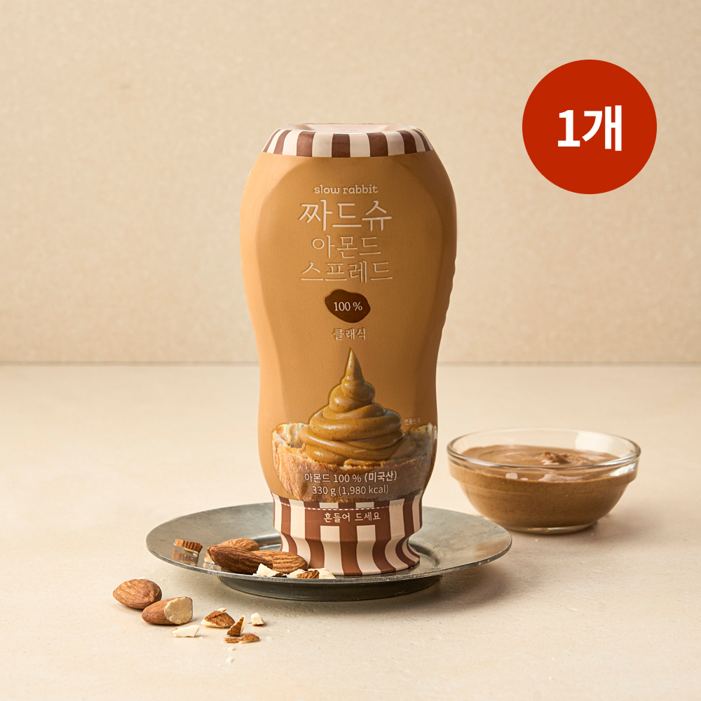 슬로우래빗 짜먹는 아몬드 스프레드 클래식 100% 330g, 1개