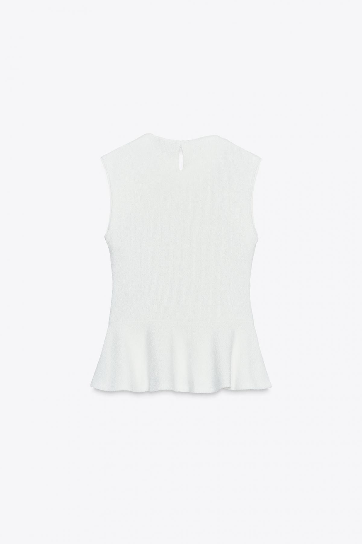 자라 부클레 페플럼 버클 민소매 탑 2298/458 OYSTER-WHITE - 상세 이미지 2