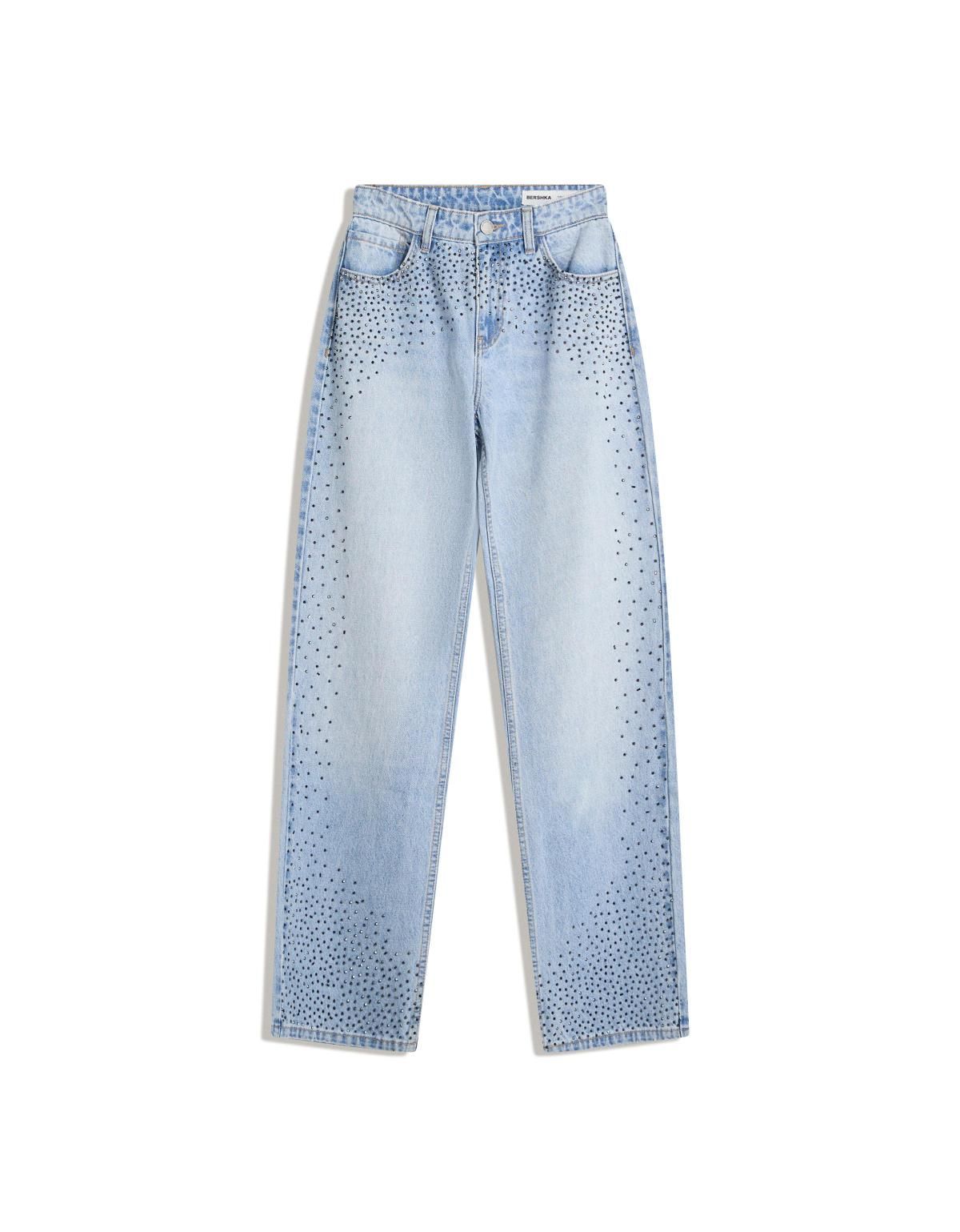 버쉬카 라인스톤 와이드 스트레이트 데님 팬츠 5018/156 LIGHT BLUE - 상세 이미지 2