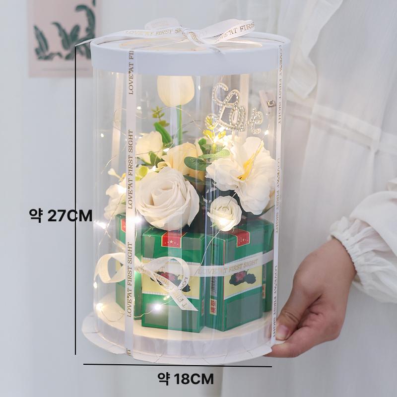 인조꽃 플라워 튤립 꽃병 기프트 박스 학예회 꽃꽂이 부케 재롱잔치 졸업식 인공 꽃다발 원형 선물 상자xdiy 재료 패키지 - 상세 이미지 4