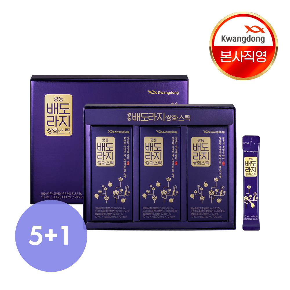 [5+1] 광동 배도라지 쌍화스틱 도라지배즙 배도라지스틱 30포, 5개