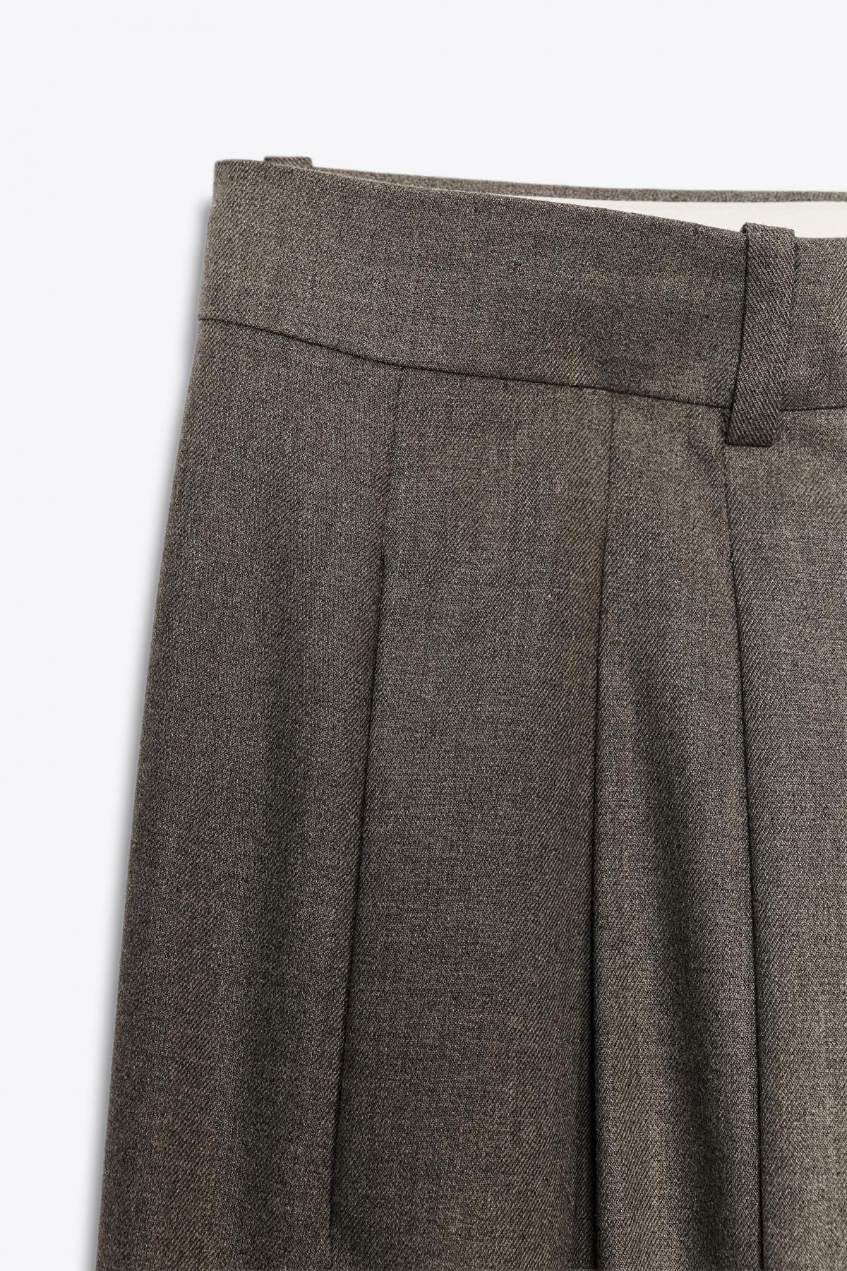자라 테크니컬 와이드핏 플리츠 팬츠 8490/666 BROWN VIGORE - 상세 이미지 5