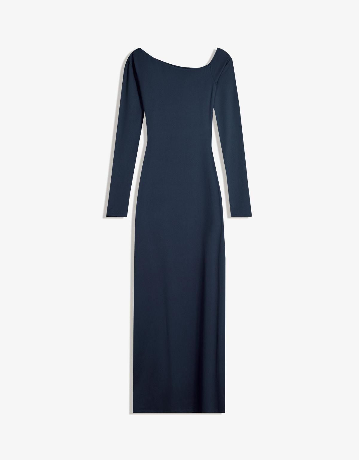 버쉬카 모던 언발란스 롱슬리브 미디 원피스 5599/360 NAVY - 상세 이미지 2