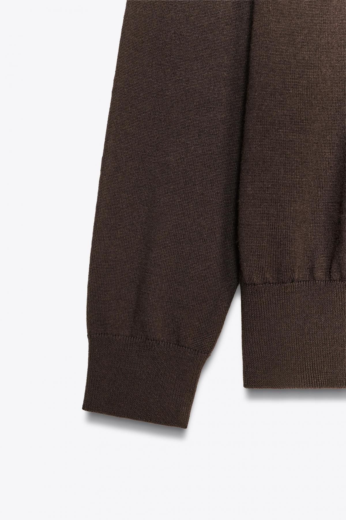 자라 100 울 브이넥 니트 스웨터 9598/120 DARK BROWN 이미지 6