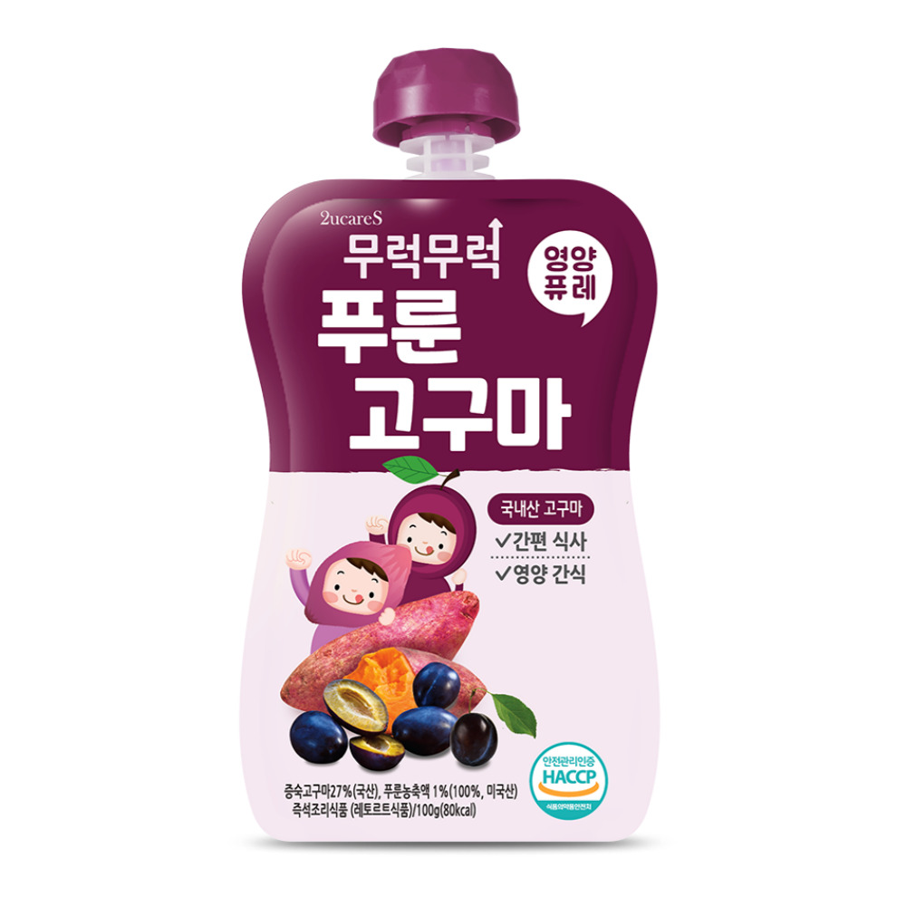 간편식 아기죽 아기퓨레 무럭무럭 키즈죽, 과일퓨레 푸룬고구마, 100g, 1개