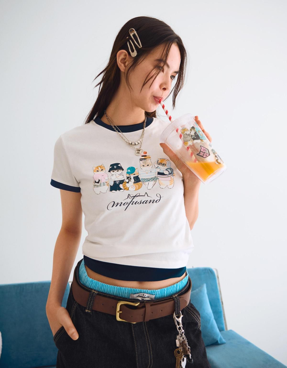 버쉬카 모푸샌드 프린트 반팔 크롭 티셔츠 7821/167 OFF WHITE - 상세 이미지 2
