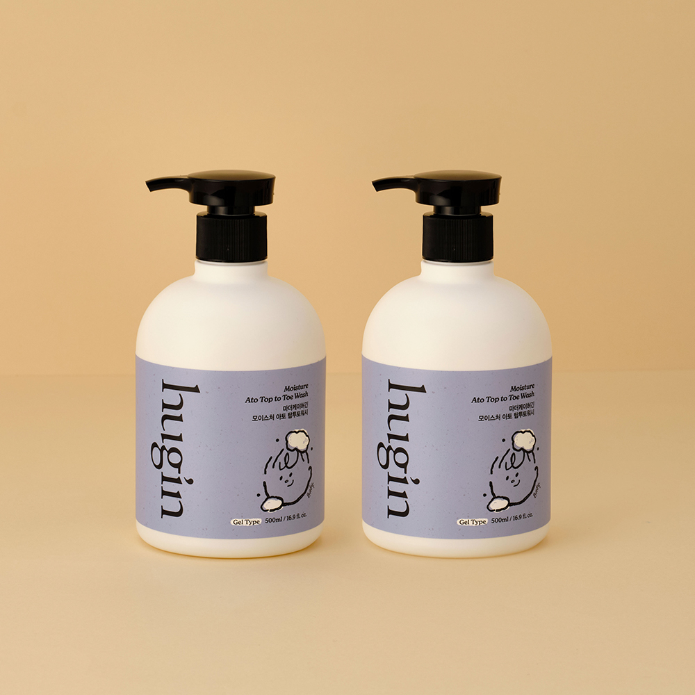 허긴 대용량 신생아 아기 올인원 아토 탑투토워시 액상형 500ml, 2개