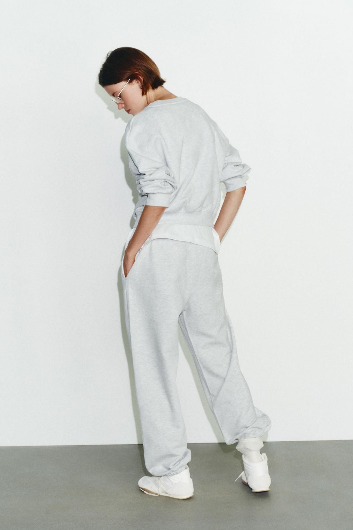 자라 코튼 텍스트 라운드넥 긴팔 스웨트셔츠 4174/015 GREY MARL - 상세 이미지 5