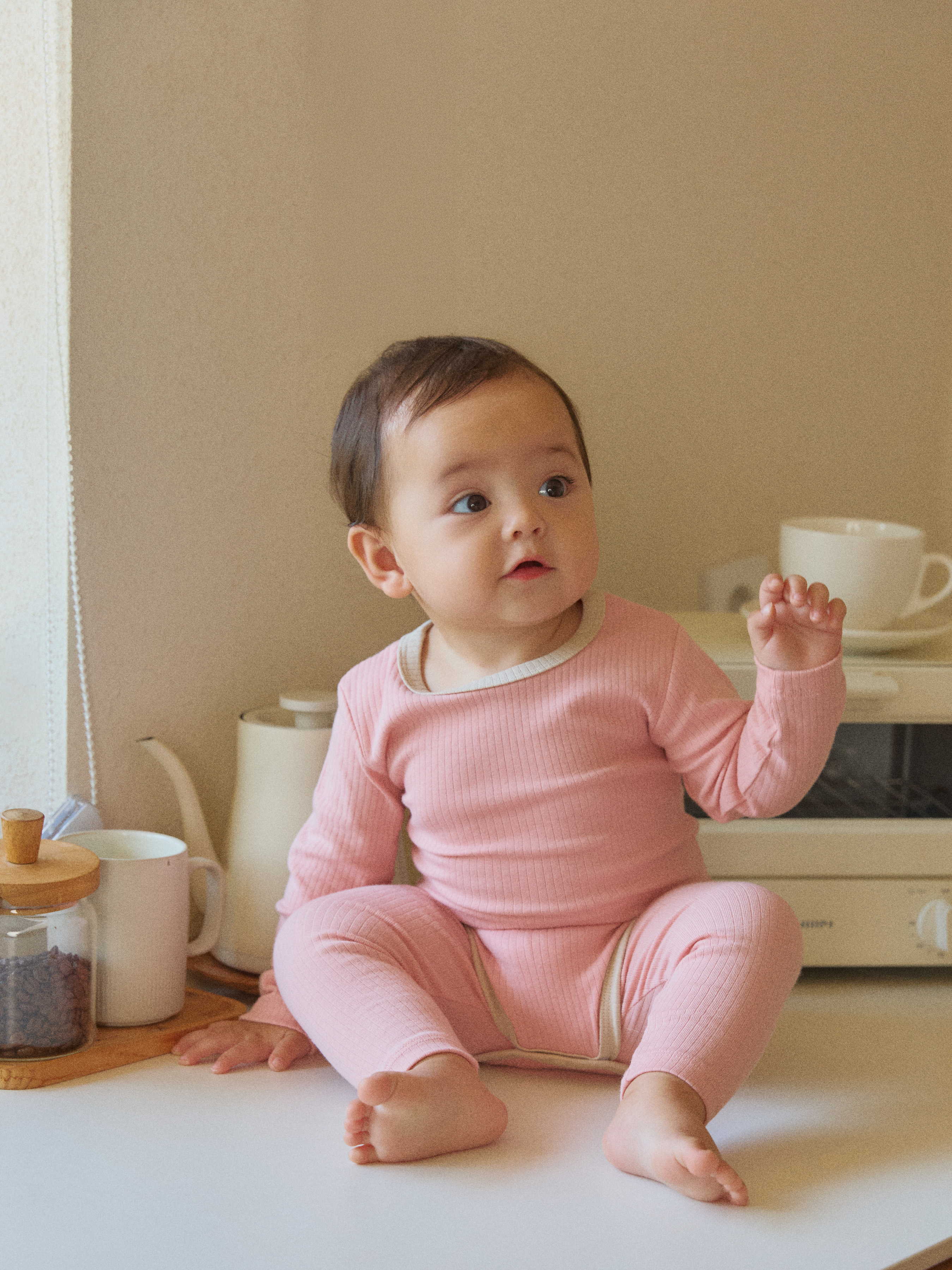 로라밤 텐션 모달 골지 슈트세트 유아 아기 신생아 50일 100일