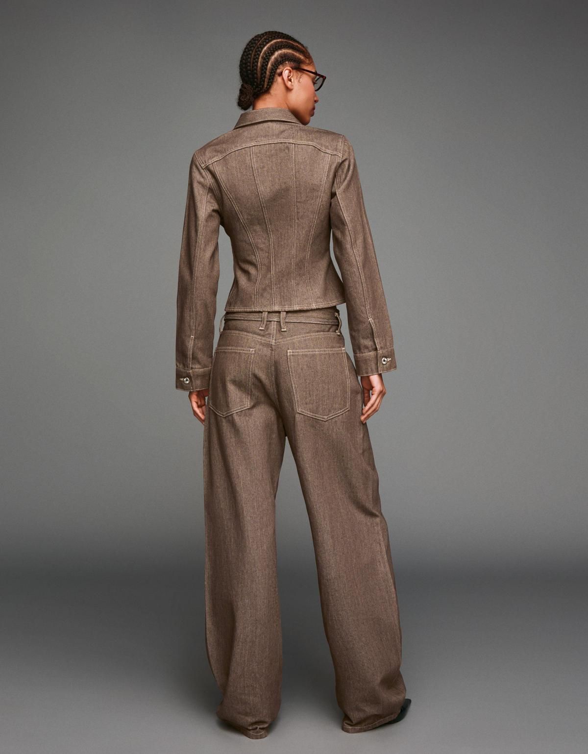 버쉬카 트렌디 배기핏 데님 벨트 팬츠 5038/211 BROWN - 상세 이미지 4