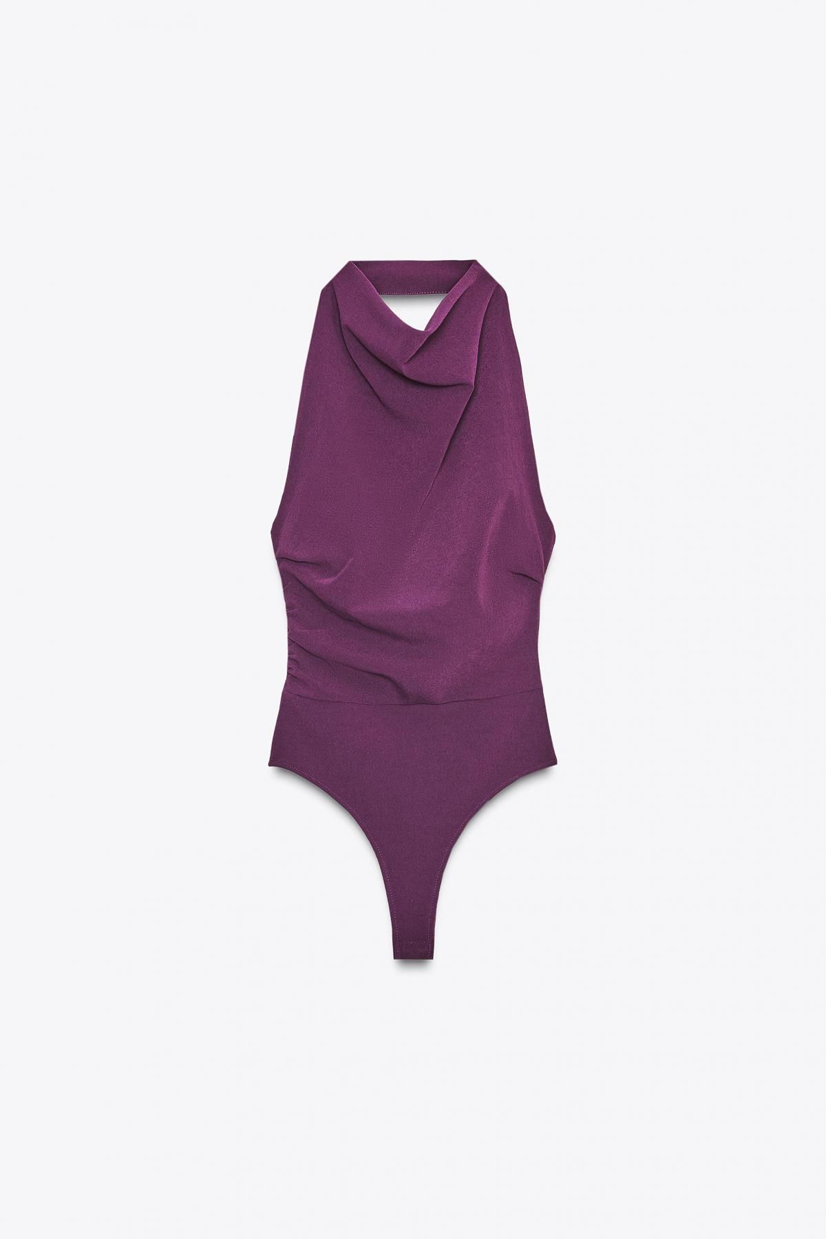 자라 트렌디 백오픈 홀터넥 바디수트 3644/812 AUBERGINE - 메인 이미지
