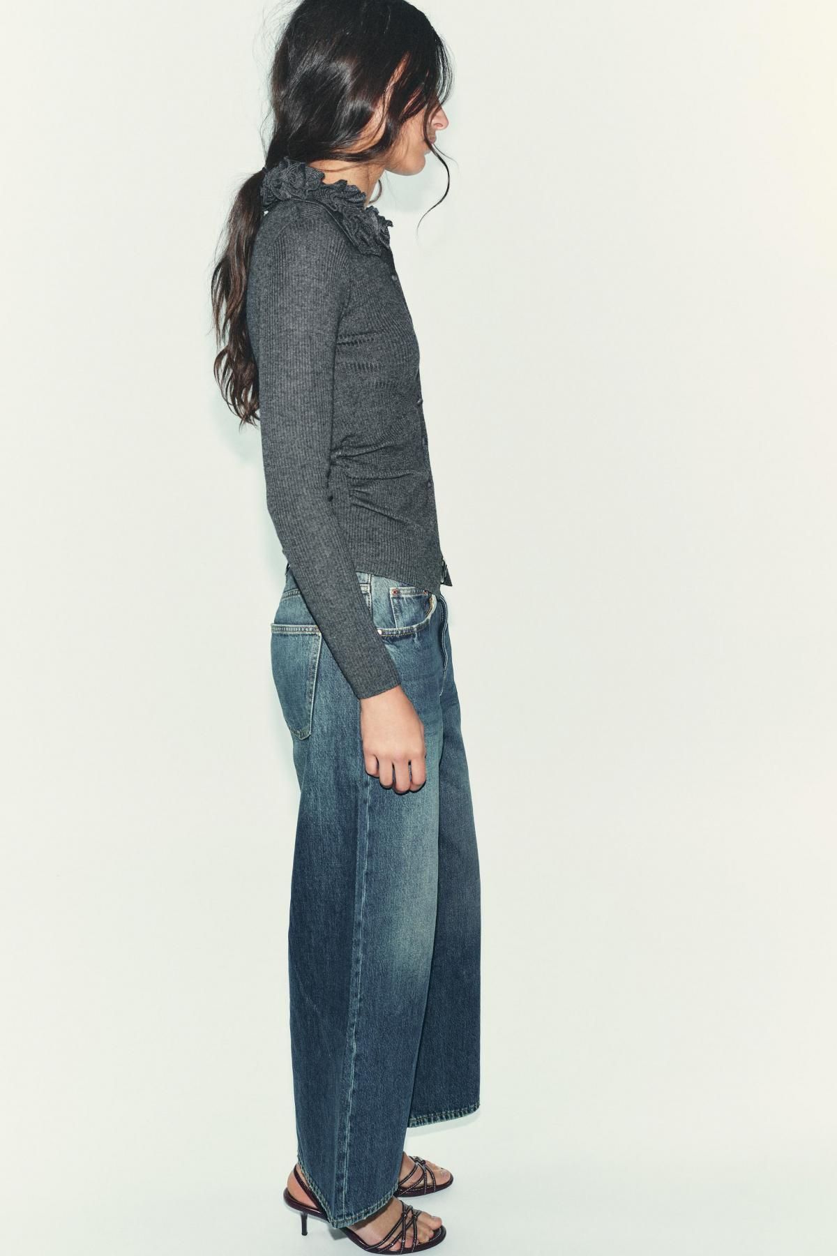 자라 플라워 울블렌드 테크니컬 가디건 9598/180 ANTHRACITE GREY - 상세 이미지 4