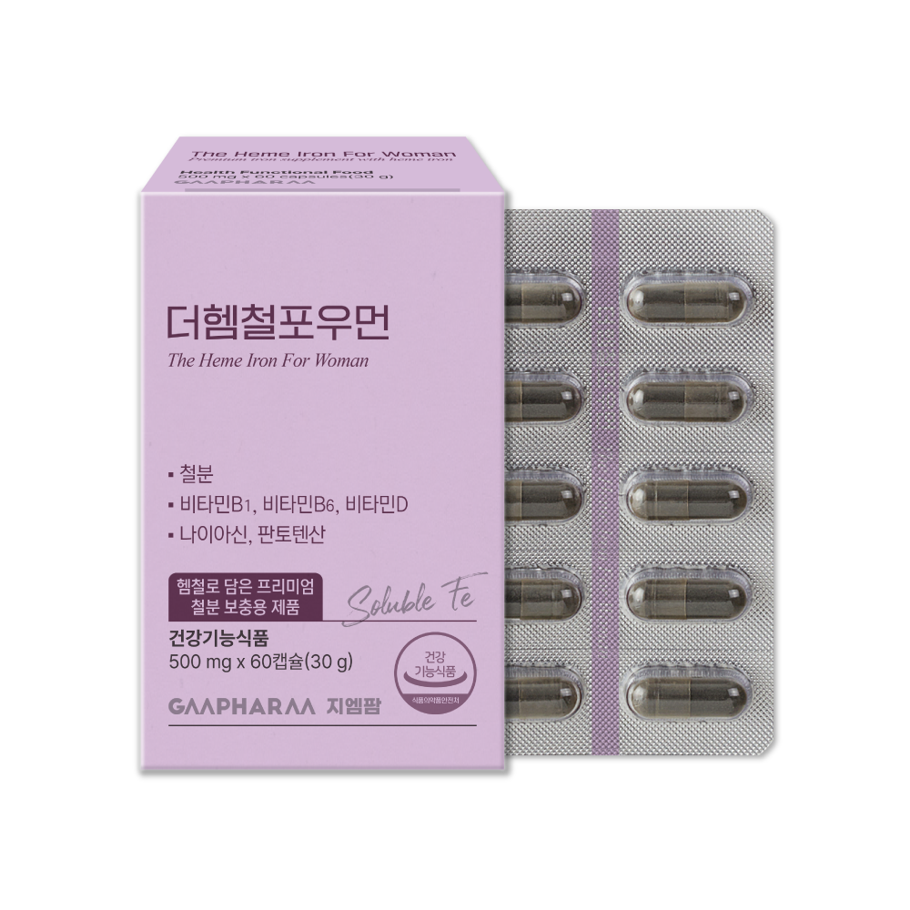 더 헴철 포 우먼 임산부 철분제 가용성 철분 영양제 60캡슐, 1개