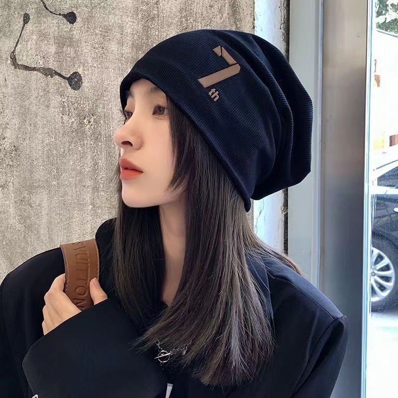 가발달린비니 모자 가발 일체형 패션 통 부분 앞머리 30CM 블랙브라운 가발 블랙모자 - 상품 이미지