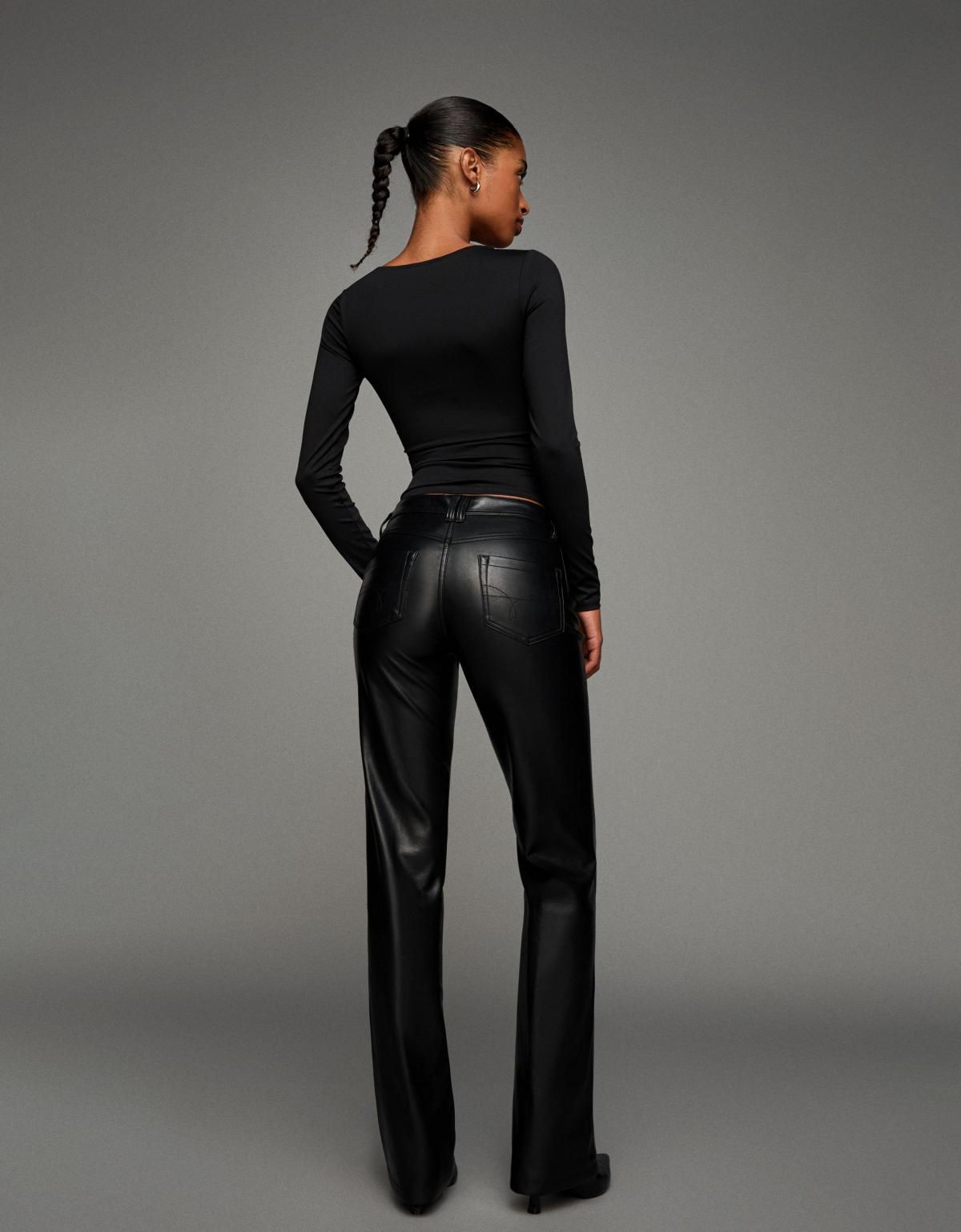 버쉬카 레더 이펙트 부츠컷 팬츠 5132/710 BLACK - 상세 이미지 4