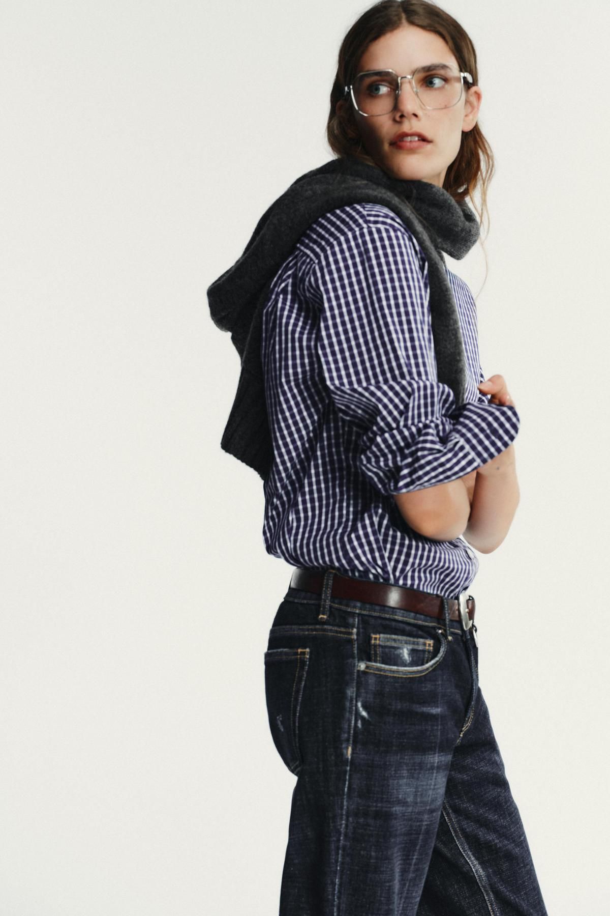 자라 체크 테크니컬 포플린 긴팔 셔츠 8767/255 BLUE/WHITE - 상세 이미지 5