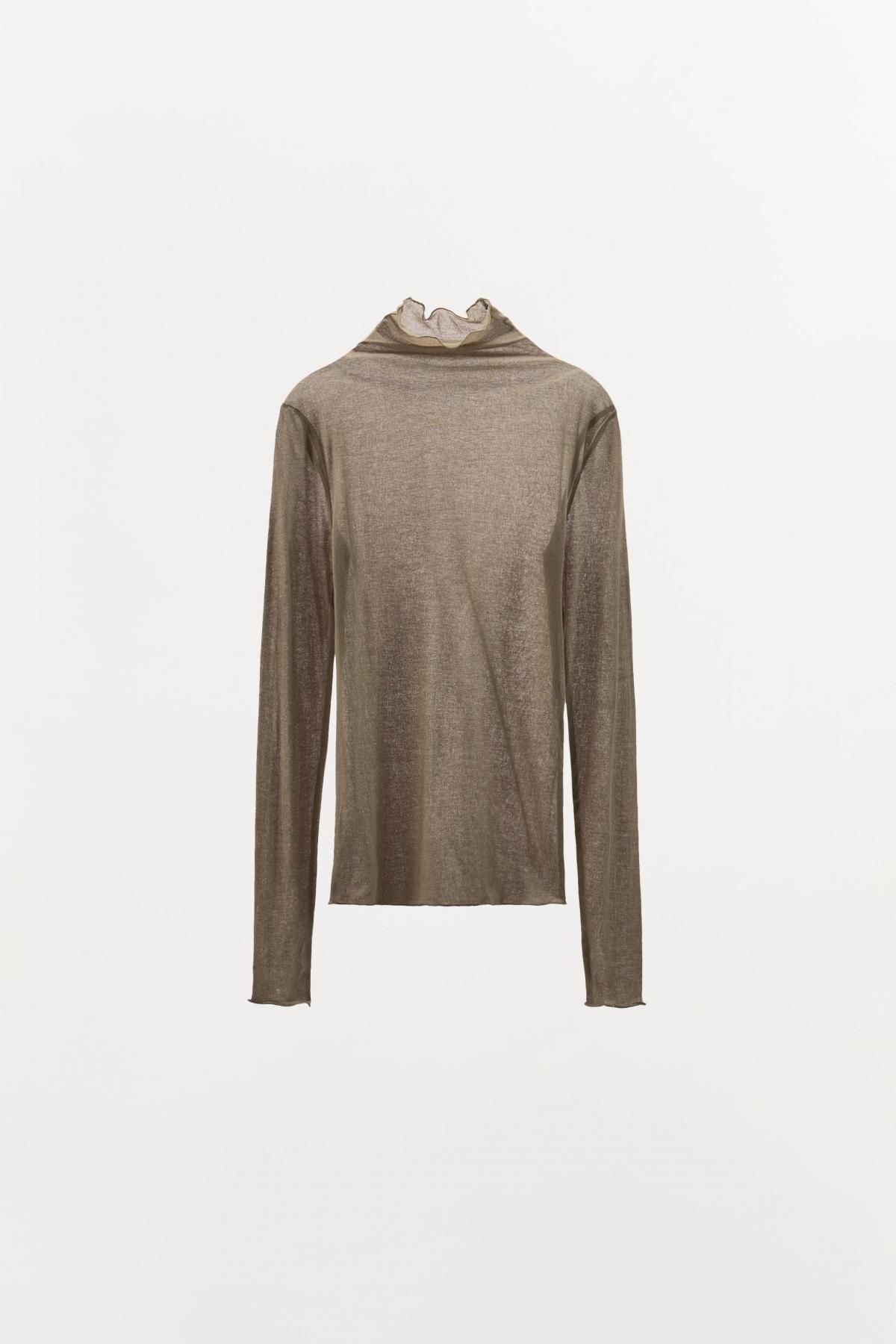 자라 세미시어 하이넥 코튼 니트 탑 1067/631 TAUPE GREY - 상품 이미지
