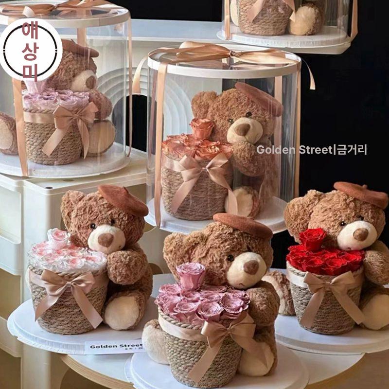 곰돌이 꽃다발 꽃바구니 졸업 입학 선물 인형 축하 생일 30cm 테디베어 5개 - 상세 이미지 4