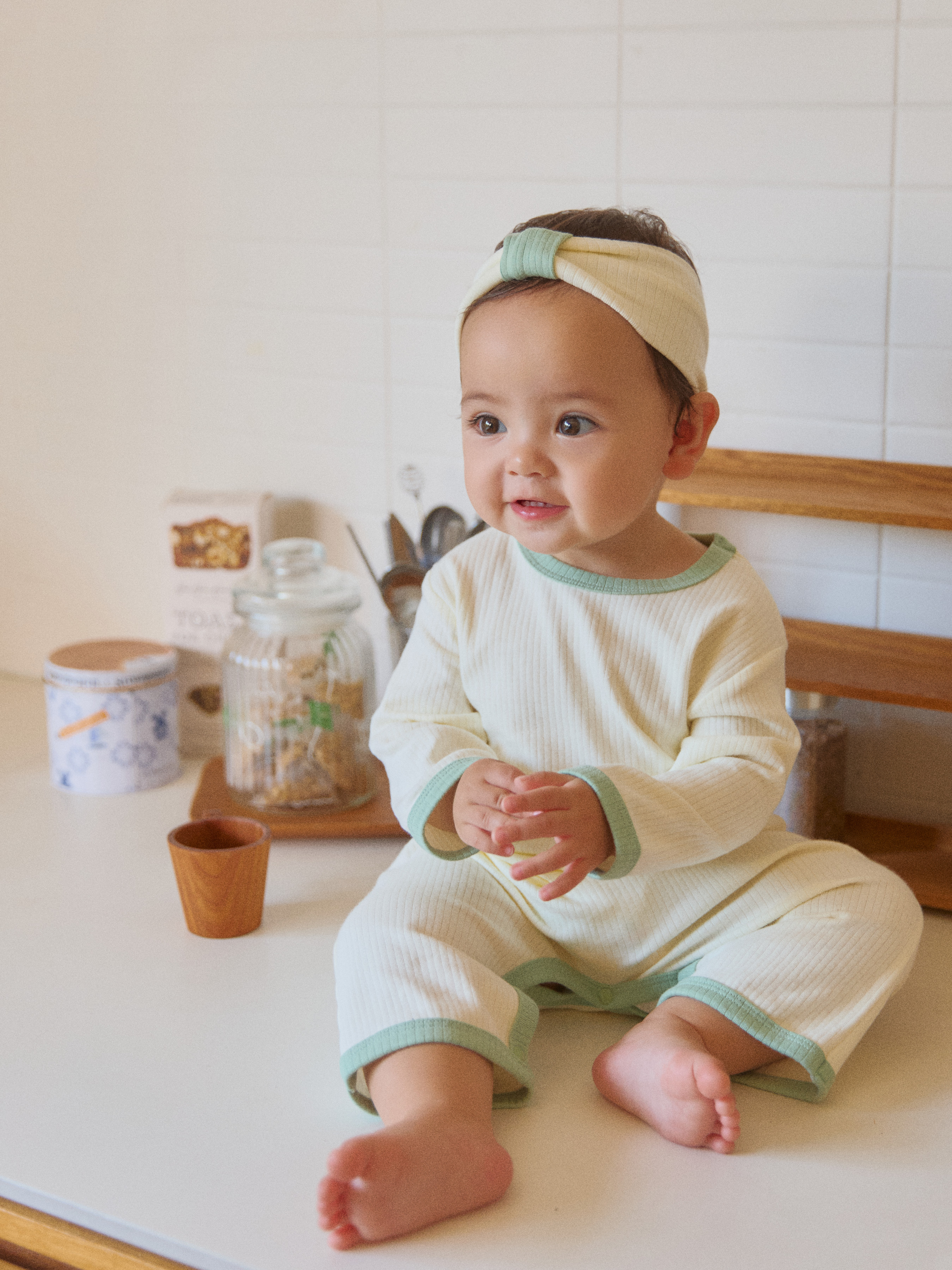 로라밤 텐션 모달 골지 헤어밴드 유아 신생아 아기 여아 50일 100일 돌 셀프 촬영