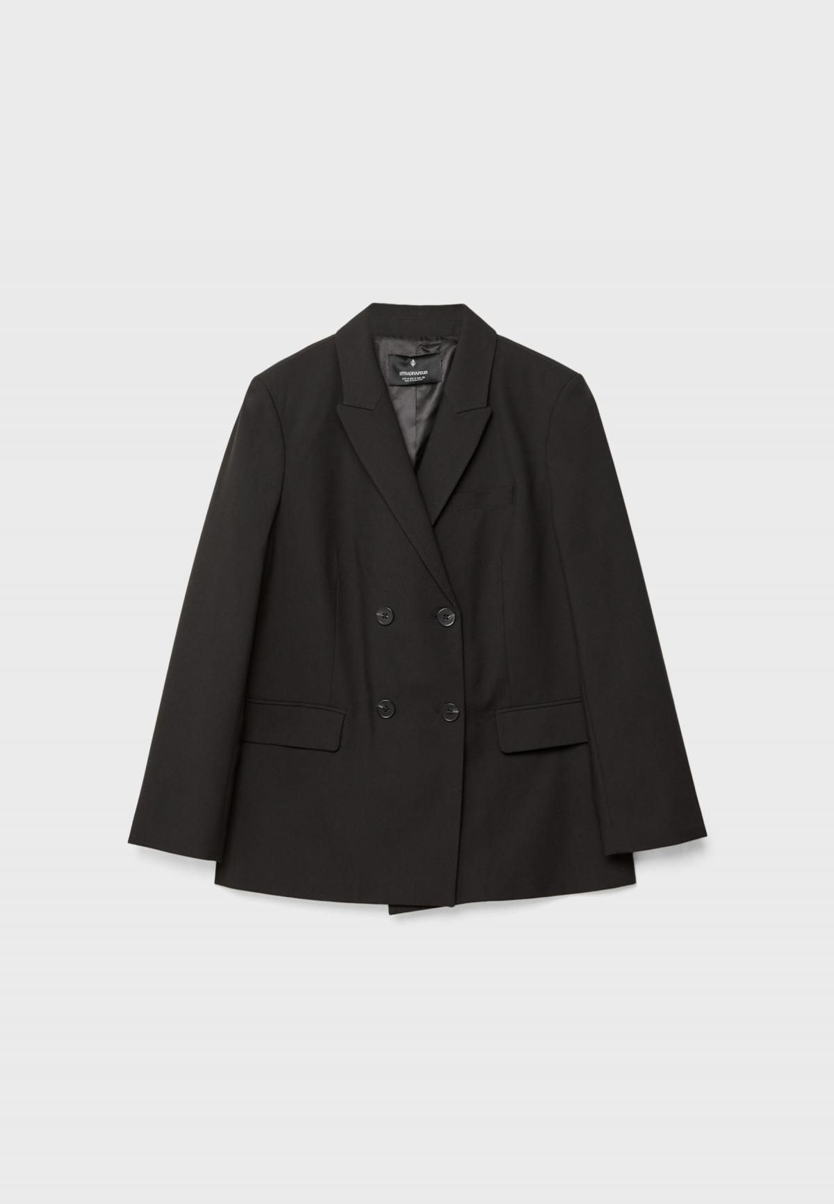 스트라디바리우스 테일러드 더블브레스트 블랙 블레이저 5908/551 BLACK - 상품 이미지