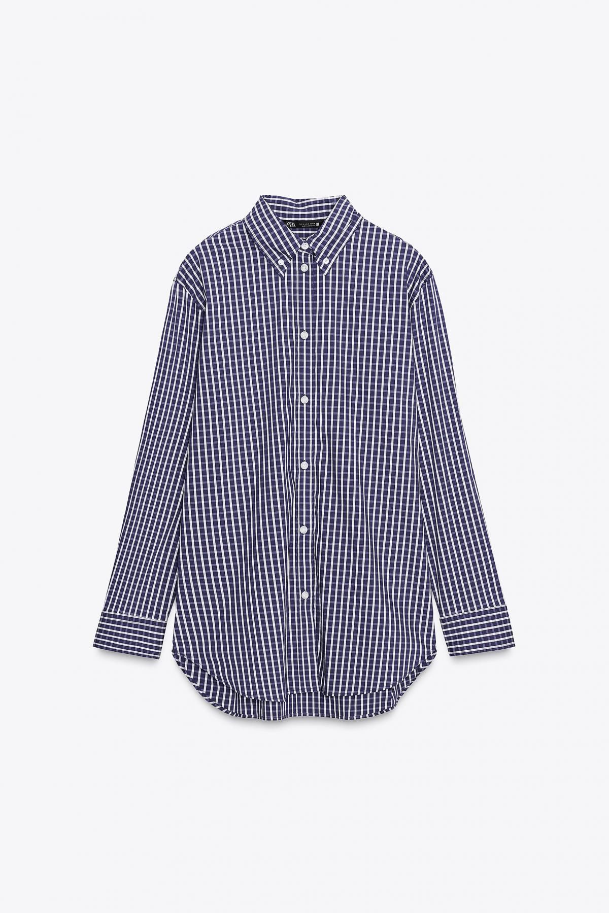 자라 체크 테크니컬 포플린 긴팔 셔츠 8767/255 BLUE/WHITE - 메인 이미지