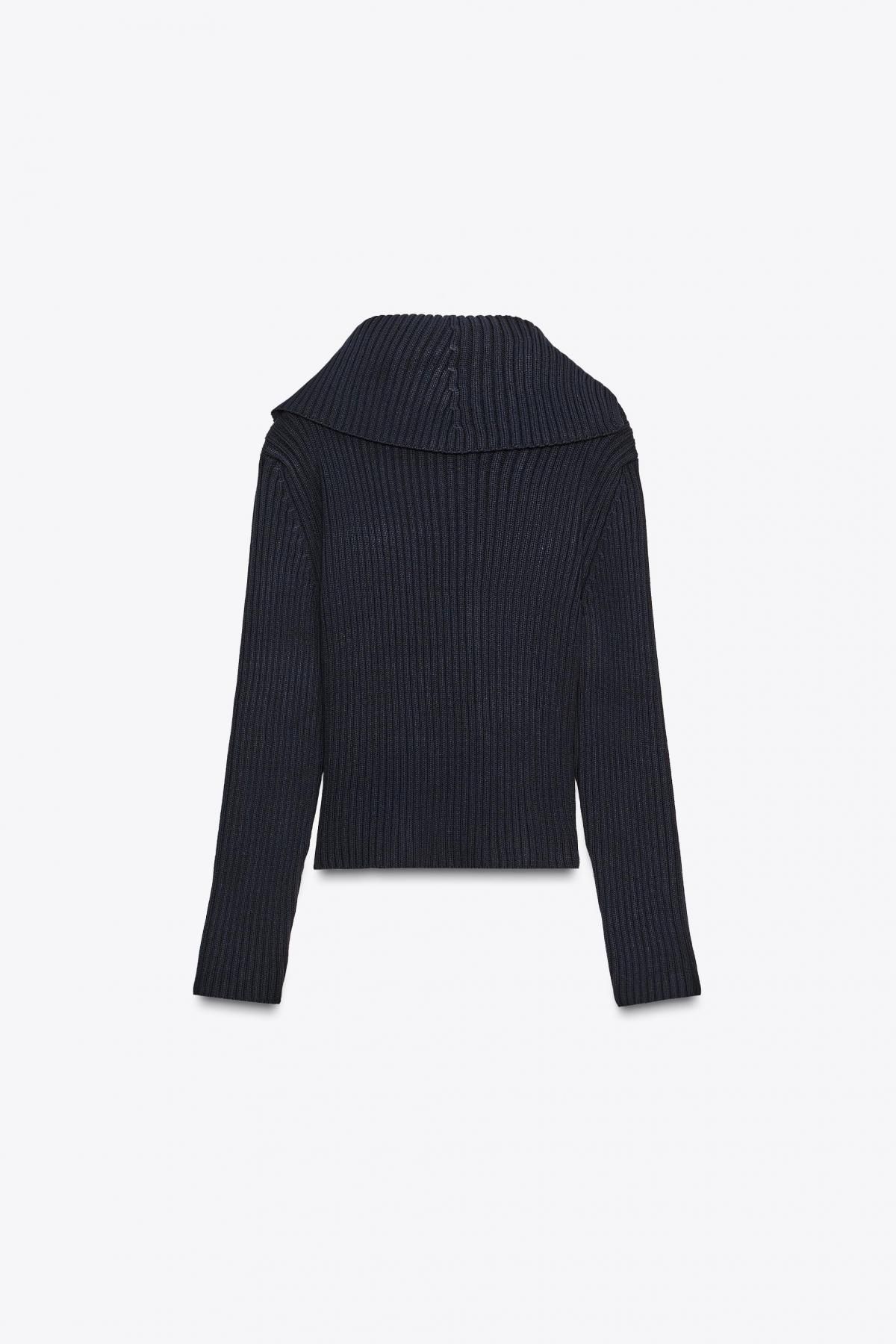 자라 지퍼업 리브 니트 카디건 6771/120 NAVY BLUE - 상세 이미지 3