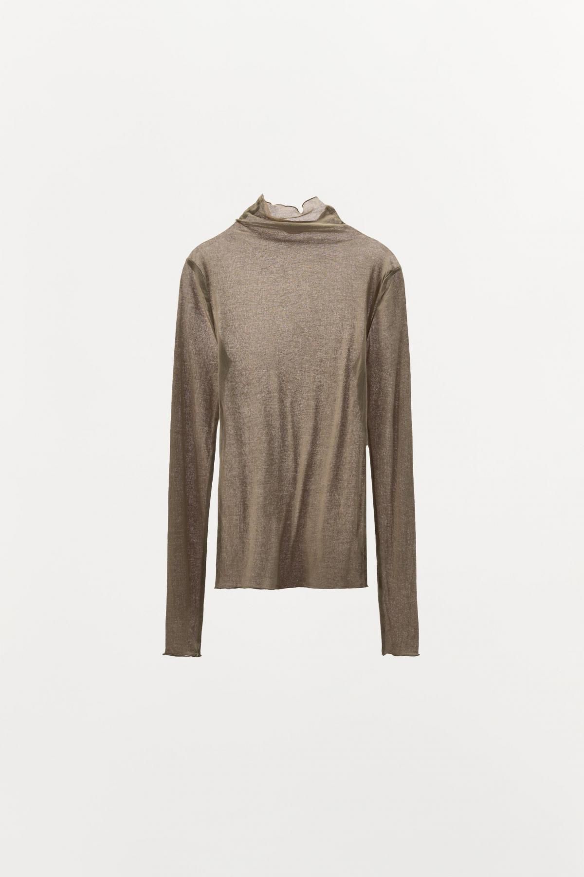 자라 세미시어 하이넥 코튼 니트 탑 1067/631 TAUPE GREY - 상세 이미지 5